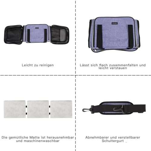 BAGLHER Expandable Cat Carrier with Travel Litter Box, Pet Travel 5 Sides Open Doors 3 Sides, Leak-Proof and Collapsible, for Car, Airplane Trip, Purple