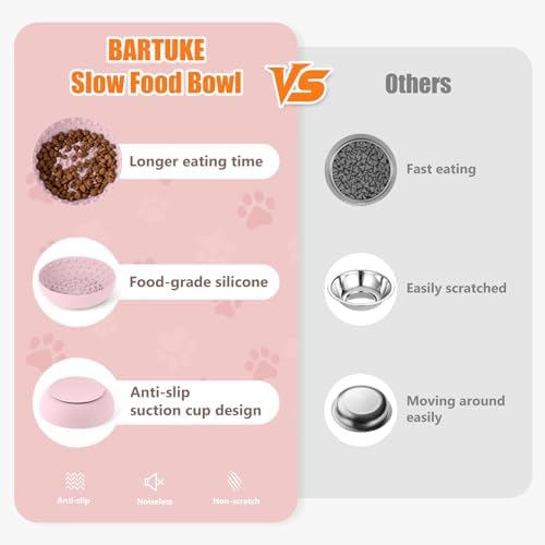 Dog Lick Bowl, Silicone Slow Feeder Dog Bowl with Strong Suction, Pink