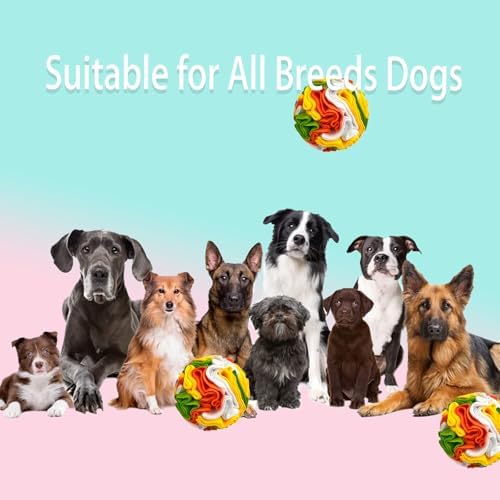 Dog Snuffle Ball, Dog Treat Toys Interactive Sniff Ball, Dog Enrichment Snuffle Ball Dog Puzzle Feeder for Exercise,Sniff Training& Slow Feeding (Orange White Mix, 15cm)