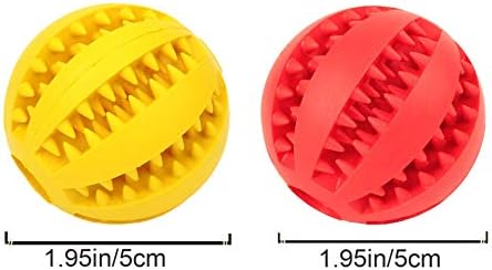 Sunglow 2 Pack Teething Toys Ball for Small/Medium/Large Dogs and Puppies, Nontoxic, Cat, Bite Resistant, Food Treat Feeder, Chew Tooth Cleaning Exercise Game, IQ Training