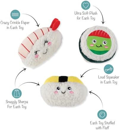 Fringe Studio Plush Dog Toy, 3 Pieces Set, Rice to Meet You, Pet Shop Collection (662178)