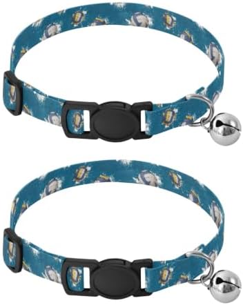 Volleyballs Grunge Blue Kitten Collar 2 Pack Pet Collars for Cats Adjustable Length 10.6" to 17.1"