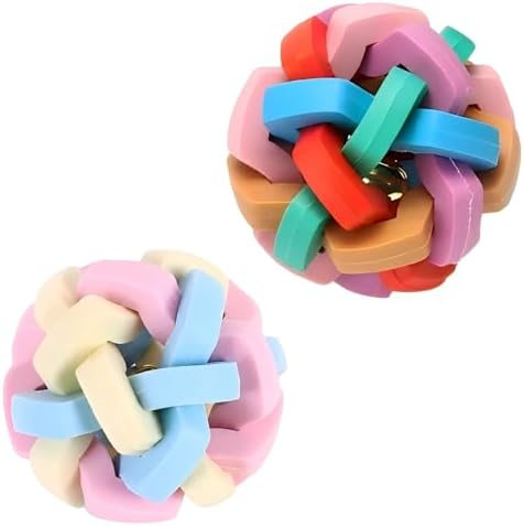2PCS pet Bell Ball Toy,Suitable for Dogs, Cats, and Other Animals. Safe and Durable, bite-Resistant Design, Promotes Activity, an Essential Daily Plaything for Pets. (Multi-coloredulti-colored)