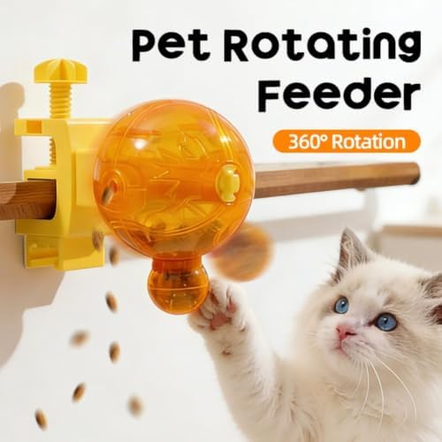 Wall Mounted Interactive Cat Treat Dispenser Slow Feeder Toy (Orange)