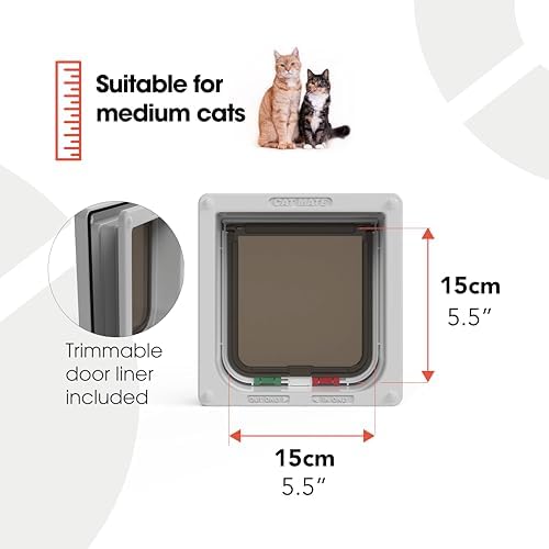 Cat Mate 4 Way Locking Cat Flap with Door Liner, White