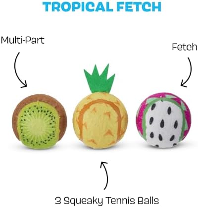 BarkBox Tropicatch Fruit Dog Toy - 3-Pack - Toy for Small to Medium Dogs