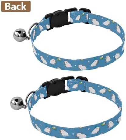 Cute Cartoon Capybaras Blue Metal Bell Included Small Dog Collar 2 Pack Collar for Kitten