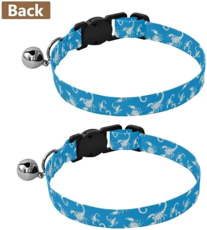 White Scorpions Blue Kitten Collars 2 Pack Soft Polyester Pet Collar Adjustable 10.6 to 17.1 Inches