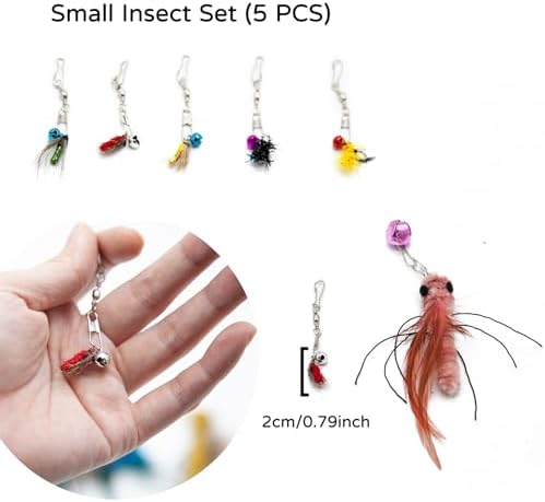 Insect Cat Toy Set with Bells for Cat Teaser, Ultra-Realistic Bug Toy Refills for Wand Toys, Interactive Toys Ideal for Kitten Enrichment Exercise & Mental Stimulation (5 PCS)