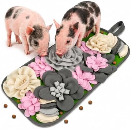 Pig Foraging Mat for Mini Pigs, Pig Toys for Mini Pigs with Snuffle Feeding Pad and Chewable Enrichment Features, Interactive Treat Seeking Activity Toy for Pet Pigs, Farm Pigs and Small Animals