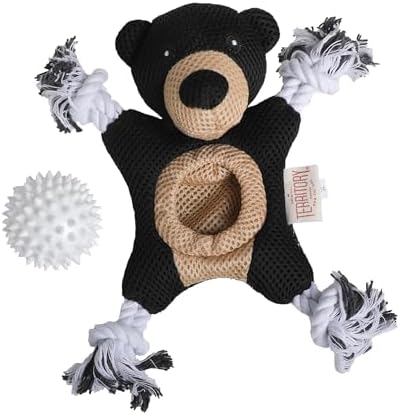 Territory 2 in 1 No Stuffing Removable Fetch Ball Tug Dog Toy for Small Medium Large Dogs, Black Bear
