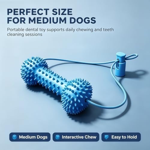 Tug Rope Dog Dental Chew Toy, Food Grade Silicone Spiky Bone Teeth Cleaning