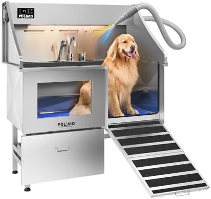 Dog Washing Station with Pet Dryer, 304 Stainless Steel Pet Wash Sink