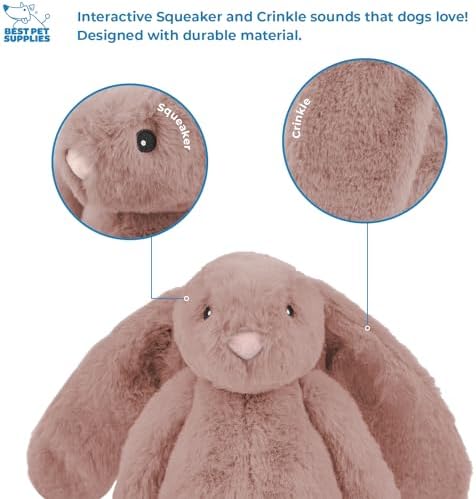 Best Pet Supplies Bunny Buddy Squeaky Plush Dog Toy - Mauve, Medium