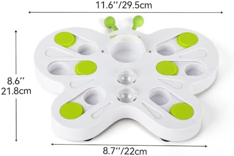 ALL FOR PAWS Interactive Cat Puzzle Feeder – Butterfly Shape Slow Feeder & Treat Dispenser – Enrichment Toy for Kittens & Indoor Cats