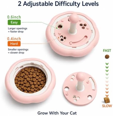 Cat Puzzle Feeder Toy, Adjustable Treat Dispenser, Pink