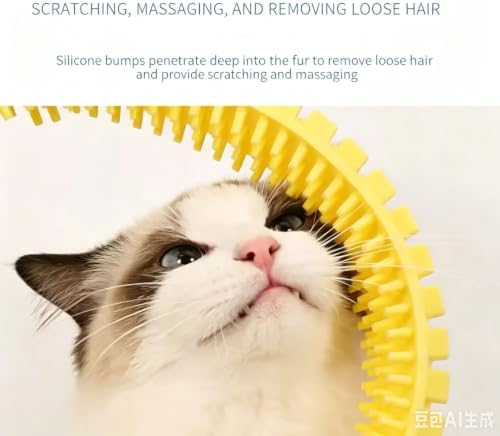3-Pack Cat Self Groomer for Cardboard Box, Scratch Brushes with Box, Interactive Cat Arch Self Groomer with Scratching Pad, DIY Grooming Brush Ring, Hideouts & Enrichment Play (Purple Pink Yellow)