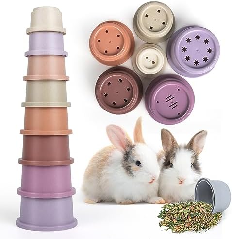 8PCS Stacking Cups for Rabbits, Stackable Bunny Toys for Small Pets