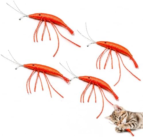 Shrimp Catnip Toys,Cat Wand Attachment Toys for Kitten Cats (4Pcs