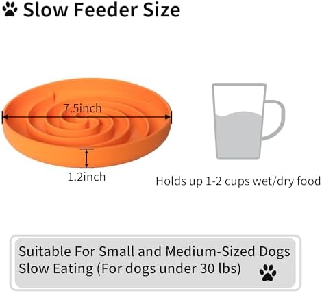 Bifeaw Slow Feeder Dog Bowls, Dishwasher Microwave Safe Silicone Puppy Puzzle Bowl with Non-Slip Design for Eating (Green and Orange)