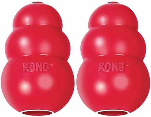 KONG Classic Stuffable Toy, Natural Rubber, Extra Large Dogs (Pack of 2) | Treat-Filling Fetch & Chew Toy with Erratic Bounce, Made from KONG Durable Natural Rubber for Extended Playtime