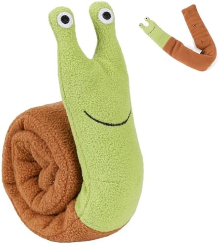 Snuffle Dogs Toys Plush Stuffed Puppy Toy with Squeaky Treat Hide for Large, Medium, Small Dogs and Puppies Slow Feeder, Machine Washable, Pet Supplies Toys for Dogs to Keep Them Busy Snail