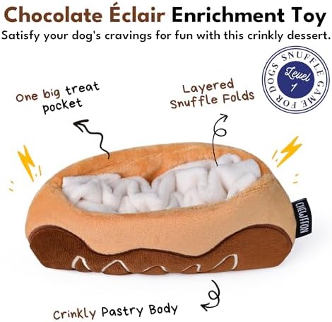 CHEWFFON Chocolate Éclair Dog Snuffle Toy, Layered Treat Enrichment