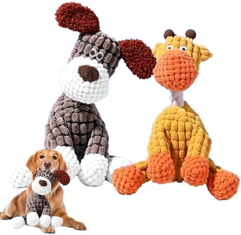 Eadwe 2026 New Dog Toys, Indestructible Plush Dog Toy, Dogs Toys for Aggressive Chewers, Dogs Squeaky Chew Toy for Indoor Pups Teething (J)