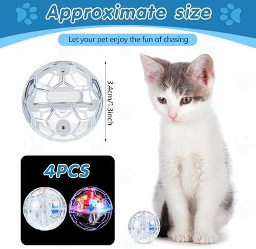 Sratte 4 Pcs Rechargeable Light up Cat Ball Ghost Hunting, Clear