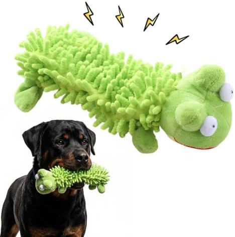 Indestructible Tough Plush Squeaky Dog Toy for Aggressive Chewers，Green