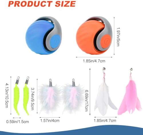 2pcs Interactive Cat Toys, Speedy Tail Cat Ball Automatic Moving Ca-t Toys Ball for Indoor Pet, Electronic Rolling Pet Chase Toy