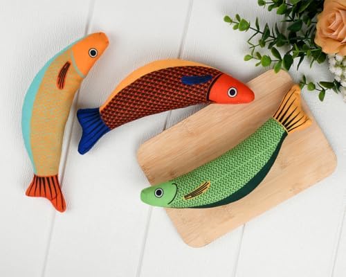 DS.DISTINCTIVE STYLE 3 Pack Catnip Cat Toys with Subtle Sound - Kicker & Interactive Fish Shapes for Kittens and Adult Cats