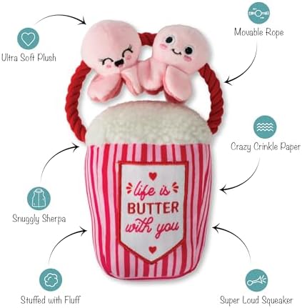 Fringe Studio Plush Dog Toy, My Heart Pops for You, Pet Shop Collection (314314)