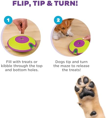 Outward Hound Nina Ottosson Dog Treat Maze Dog Toy, Tap & Flip, 7.5" | Level 2 Intermediate, Tap & Flip Game, Kibble or Treats, Easy Clean, No BPA, Interactive Enrichment, Dogs & Puppies