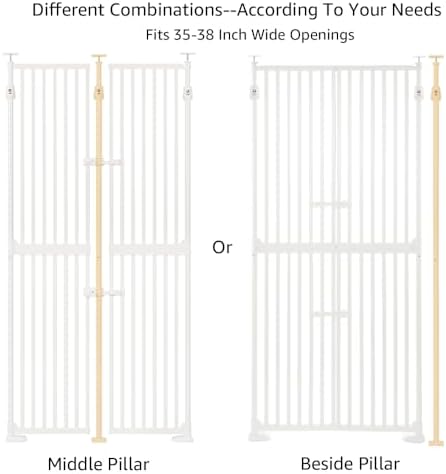 unipaws 75" High Extra Tall Cat Safety Gate for Doorway Hallway Stairs | Fit for 35"-38" Wide and 75"-98" Height Opening, Auto Closing and No Drilling, Cat Dog Proof, Indoor Use, White