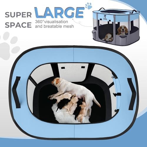 Foldable Pet Playpen, Portable Crate for Dogs & Cats, Indoor Outdoor Travel