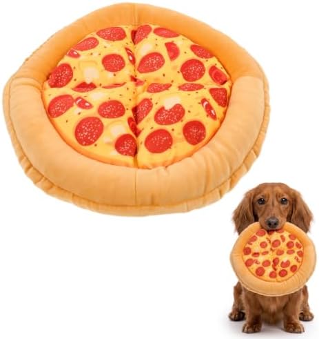 Milisten Pizza Dog Toy, Squeaky Plush Dog Toy with Light Filling