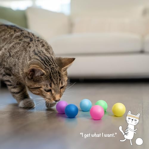 Catstages Replacement Balls for Cat Track Toys, Multicolored, 1.6", 6-Pack | Lightweight Cat Toy Balls, Compatible with Tower of Tracks and Most Catstages Cat Track Toys