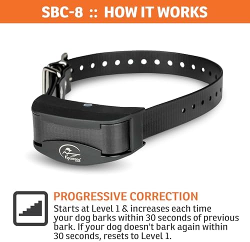 SportDOG NoBark Bark Collar | Silent Partner Bark-Only Detection, 8 Progressive Static Levels, DryTek Waterproof, Replaceable Battery, Dogs 8 lb+, 5-22 in