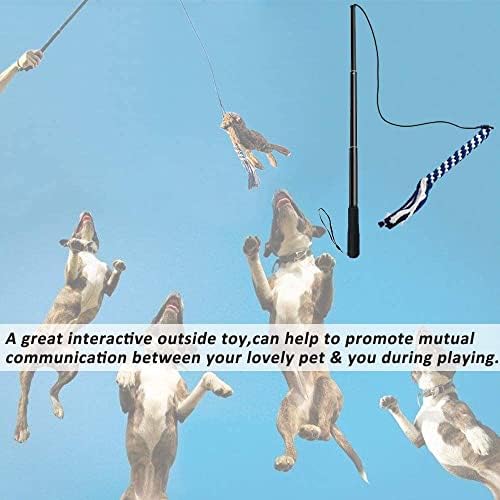 Flirt Pole for Dogs, Interactive Teaser Wand with Fleece Rope Toy