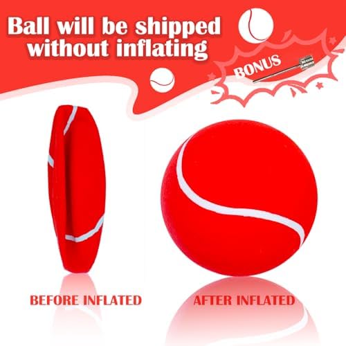 Banfeng Giant 8" Tennis Ball - Big Pet Toys, Interactive Dog Toy for Small to Large Dogs (Red, Medium)