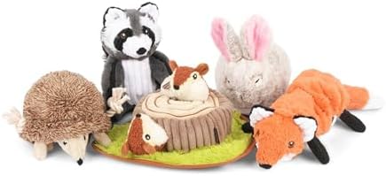 P.L.A.Y. Cute Plush Dog Toys - Forest Friends Critter Themed Durable Squeaker Crinkle Chew Toys, Great for Puppies & Small, Medium, Large Dogs - Machine Washable, Recycled Materials (5 Piece Set)