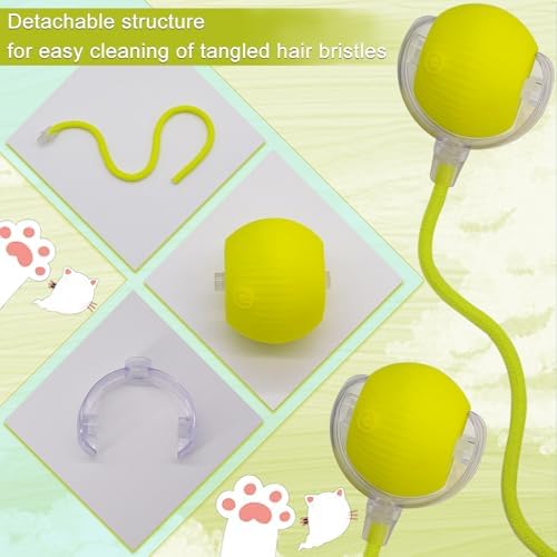 Interactive Cat Dog Toy Ball with LED Light, Automatic Rolling(Yellow)