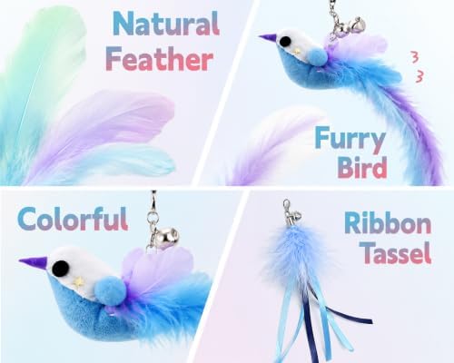 Cat Toys for Indoor Cats, Interactive Feather Wand Toy Set