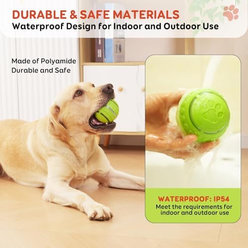 Interactive Dog Toys for Small & Medium Dogs, Pet Toys with Rechargeable & Waterproof, Automatic Rolling Dog Balls with Silicone Cover