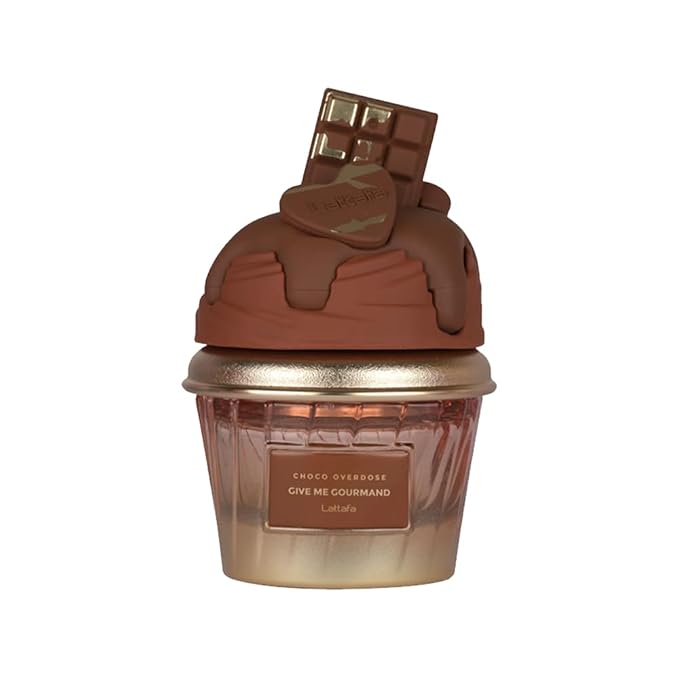 Lattafa Choco Overdose Eau de Parfum, Gourmand Collection, Dark Chocolate Fudge and Caramel Fragrance, 75ml Spray, Sweet and Elegant Give Me Gourmand Collection