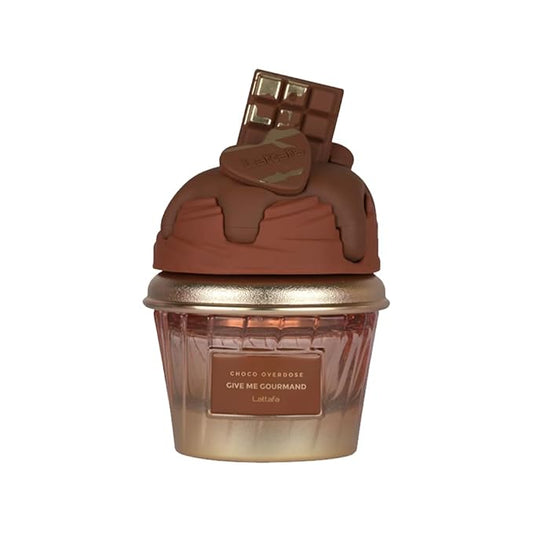 Lattafa Choco Overdose Eau de Parfum, Gourmand Collection, Dark Chocolate Fudge and Caramel Fragrance, 75ml Spray, Sweet and Elegant Give Me Gourmand Collection