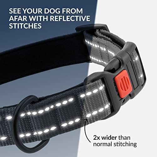 Reflective Dog Collar, Quick-Release Buckle (Grey, 12-16 Inch)