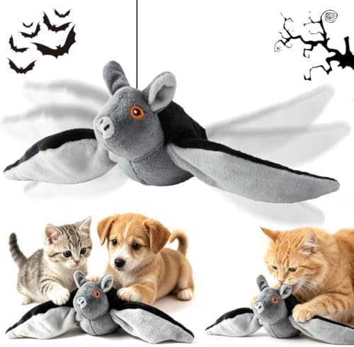 Flying Bat Toy for Dogs & Cats, Flapping Wings Interactive Pet Toy, Flapping bat Toy with Chirping engages Cats and Dogs, mimics Real Flying Motion. Cute Interactive pet Teaser