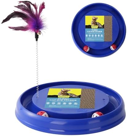 Interactive Cat Ball Track Toy Cat Scratcher, Blue